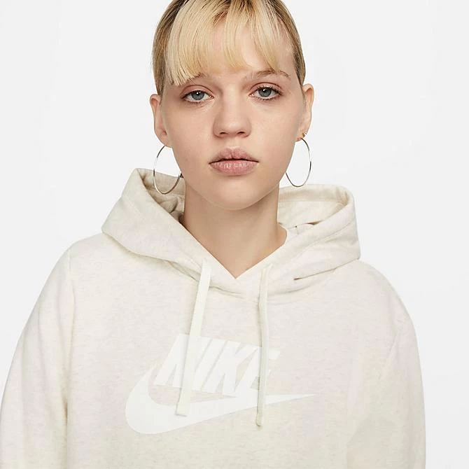 Women's Nike Sportswear Logo Club Fleece Pullover Hoodie Oatmeal Heather/White - DQ5775 141 4 Women's Nike Sportswear Logo Club Fleece Pullover Hoodie Oatmeal Heather/White - DQ5775 141 - Image 4
