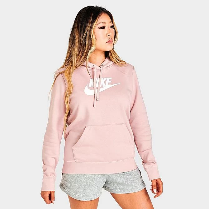 Women's Nike Sportswear Logo Club Fleece Pullover Hoodie Pink Oxford/White - DQ5775 601 1 Women's Nike Sportswear Logo Club Fleece Pullover Hoodie Pink Oxford/White - DQ5775 601