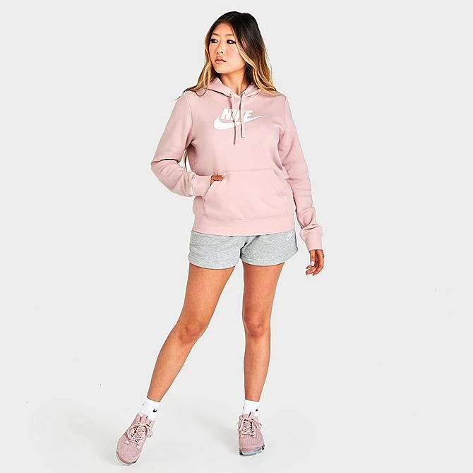 Women's Nike Sportswear Logo Club Fleece Pullover Hoodie Pink Oxford/White - DQ5775 601 2 Women's Nike Sportswear Logo Club Fleece Pullover Hoodie Pink Oxford/White - DQ5775 601 - Image 2