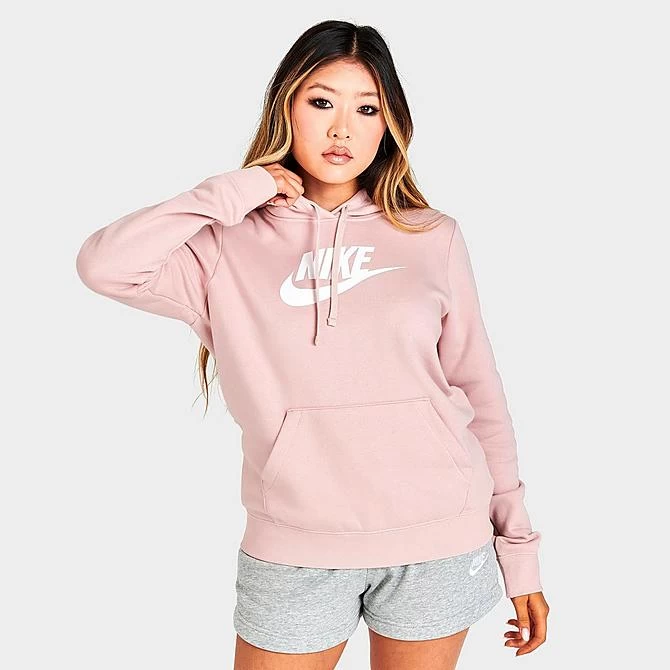 Women's Nike Sportswear Logo Club Fleece Pullover Hoodie Pink Oxford/White - DQ5775 601 3 Women's Nike Sportswear Logo Club Fleece Pullover Hoodie Pink Oxford/White - DQ5775 601 - Image 3