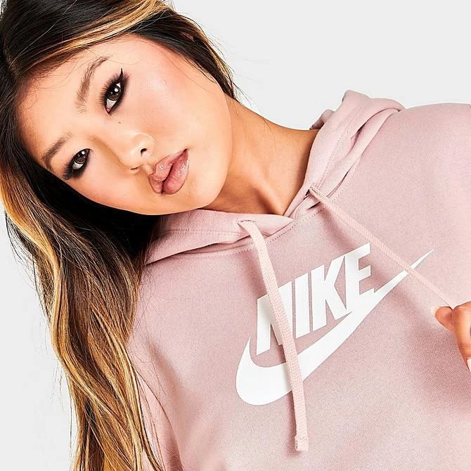 Women's Nike Sportswear Logo Club Fleece Pullover Hoodie Pink Oxford/White - DQ5775 601 5 Women's Nike Sportswear Logo Club Fleece Pullover Hoodie Pink Oxford/White - DQ5775 601 - Image 5