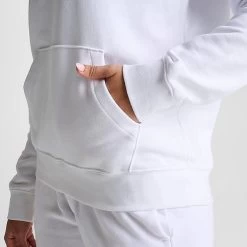 Women's Nike Sportswear Club Fleece Pullover Hoodie White/Black - DQ5793 100 -Nike Women Shop DQ5793 100 M6