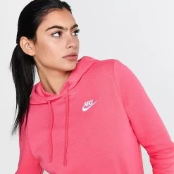 Women's Nike Sportswear Club Fleece Pullover Hoodie Sea Coral - DQ5793 894 -Nike Women Shop DQ5793 894 M5