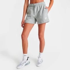 Women's Nike Sportswear Club Fleece Mid-Rise Shorts Dark Grey Heather/White - DQ5802 063