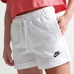 Women's Nike Sportswear Club Fleece Mid-Rise Shorts White/Black - DQ5802 100 -Nike Women Shop DQ5802 100 M5