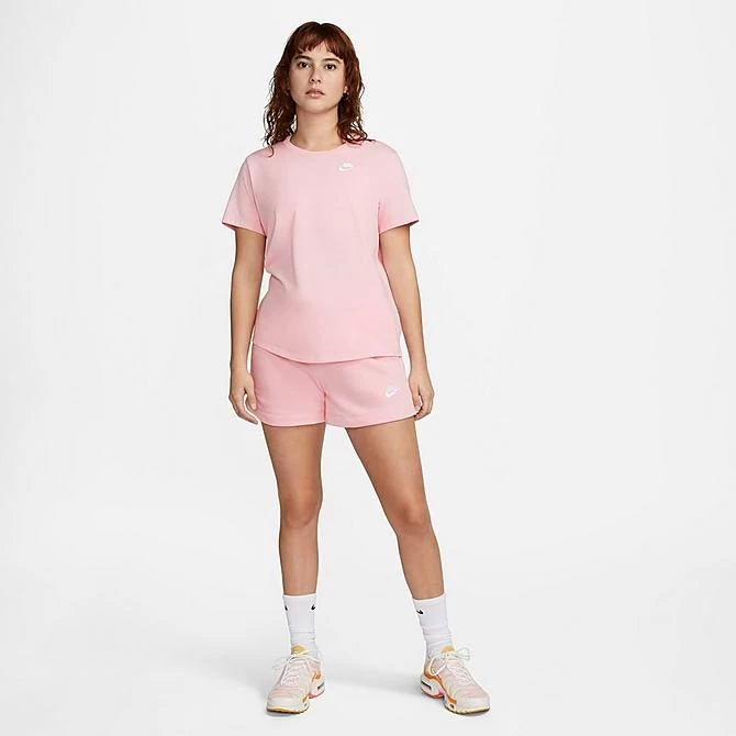 Women's Nike Sportswear Club Fleece Mid-Rise Shorts Medium Soft Pink/White - DQ5802 690 3 Women's Nike Sportswear Club Fleece Mid-Rise Shorts Medium Soft Pink/White - DQ5802 690 - Image 3