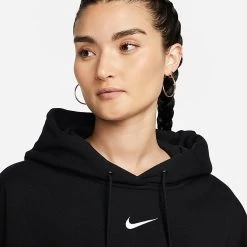 Women's Nike Sportswear Phoenix Fleece Oversized Pullover Hoodie Black/Sail - DQ5858 010 -Nike Women Shop DQ5858 010 M4