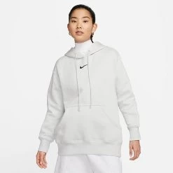 Women's Nike Sportswear Phoenix Fleece Oversized Pullover Hoodie Photon Dust/Black - DQ5860 025