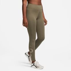 Women's Nike One Therma-FIT Mid-Rise Training Tights Medium Olive/Black - DQ6186 222