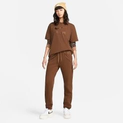 Women's Nike Air Mid-Rise Fleece Jogger Pants Cocao Wow/Ale Brown/Ale Brown - DQ6563 259 -Nike Women Shop DQ6563 259 M3