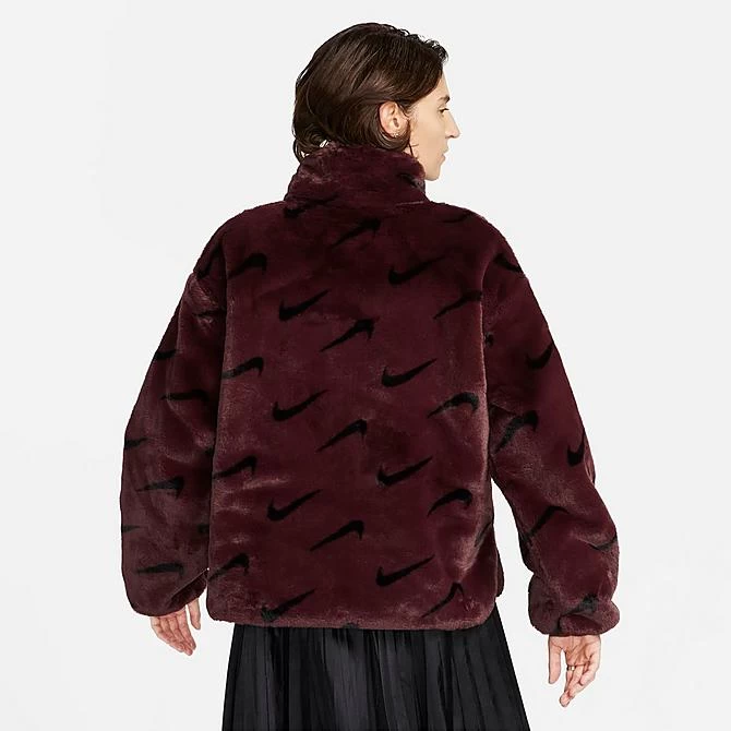 Womens Nike Sportswear Plush Fur All-over Print Jacket Burgundy Crush/Black/Black - DQ6842 652 2 Womens Nike Sportswear Plush Fur All-over Print Jacket Burgundy Crush/Black/Black - DQ6842 652 - Image 2