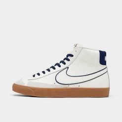 Nike Blazer Mid '77 PRM SE Varsity Casual Shoes Sail/Sail/Midnight Navy/Gum Brown - DQ7672 100