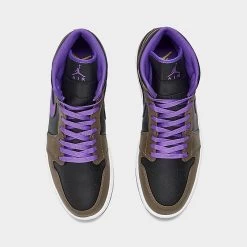 Nike Air Jordan Retro 1 Mid Casual Shoes Palomino/White/Wild Berry - DQ8426 215 -Nike Women Shop DQ8426 215 P5