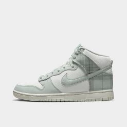 Nike Dunk High Retro SE Plaid Casual Shoes Summit White/Light Silver/Light Green - DV0826 100