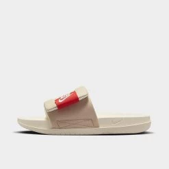 Women's Nike Offcourt Adjust Slide Sandals Sanddrift/Sail/Picante Red/Coconut Milk/Phantom - DV1033 100