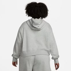 Women's Nike Sportswear Club Fleece Pullover Hoodie (Plus Size) Dark Grey Heather/White - DV5090 063 -Nike Women Shop DV5090 063 M3