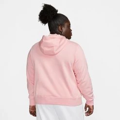 Women's Nike Sportswear Club Fleece Pullover Hoodie (Plus Size) Medium Soft Pink/White - DV5091 690 -Nike Women Shop DV5091 690 M3