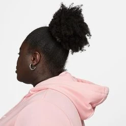 Women's Nike Sportswear Club Fleece Pullover Hoodie (Plus Size) Medium Soft Pink/White - DV5091 690 -Nike Women Shop DV5091 690 M6