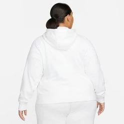 Women's Nike Sportswear Club Fleece Full-Zip Hoodie (Plus Size) White/Black - DV5211 100 -Nike Women Shop DV5211 100 M3