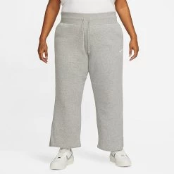 Women's Nike Sportswear Phoenix Fleece High-Waisted Wide-Leg Sweatpants (Plus Size) Dark Grey Heather/Sail - DV5213 063