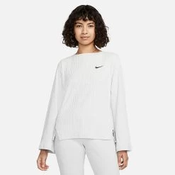Women's Nike Sportswear Ribbed Jersey Long-Sleeve T-Shirt Photon Dust/Black - DV7866 025