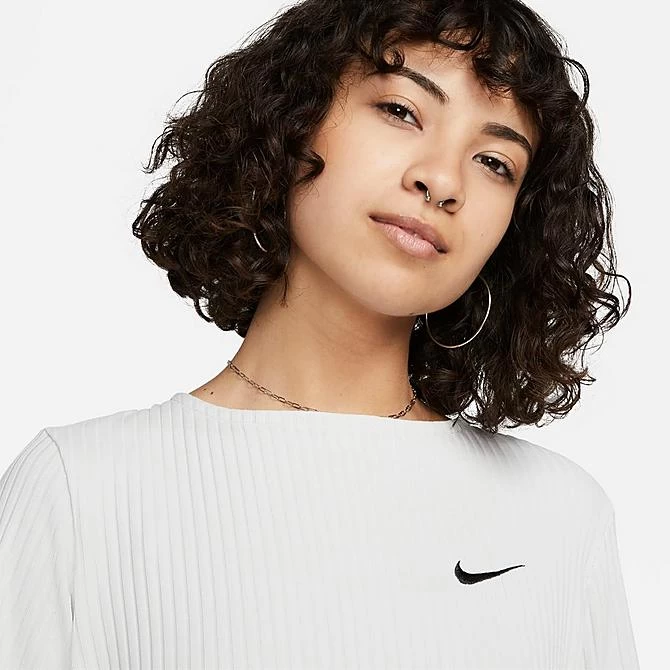 Women's Nike Sportswear Ribbed Jersey Long-Sleeve T-Shirt Photon Dust/Black - DV7866 025 4 Women's Nike Sportswear Ribbed Jersey Long-Sleeve T-Shirt Photon Dust/Black - DV7866 025 - Image 4