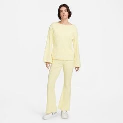 Women's Nike Sportswear Ribbed Jersey Long-Sleeve T-Shirt Lemon Chiffon/White - DV7866 706 -Nike Women Shop DV7866 706 M3