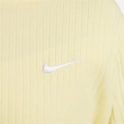 Women's Nike Sportswear Ribbed Jersey Long-Sleeve T-Shirt Lemon Chiffon/White - DV7866 706 -Nike Women Shop DV7866 706 M5