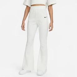 Women's Nike Sportswear High-Waisted Wide Leg Ribbed Jersey Pants Sail/Black - DV7868 133