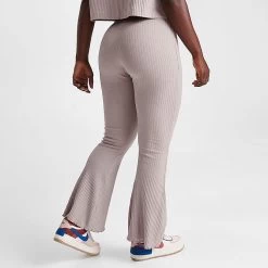 Women's Nike Sportswear High-Waisted Wide Leg Ribbed Jersey Pants Diffused Taupe/White - DV7868 272 -Nike Women Shop DV7868 272 M4