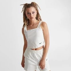 Women's Nike Sportswear Jersey Cami Tank Sail/Black - DV7952 133 -Nike Women Shop DV7952 133 M3