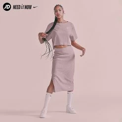Women's Nike Sportswear Ribbed Jersey High-Waisted Skirt Diffused Taupe/White - DV7956 272