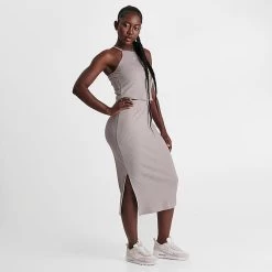 Women's Nike Sportswear Ribbed Jersey High-Waisted Skirt Diffused Taupe/White - DV7956 272 -Nike Women Shop DV7956 272 M3