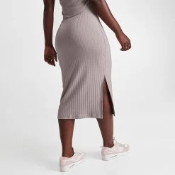 Women's Nike Sportswear Ribbed Jersey High-Waisted Skirt Diffused Taupe/White - DV7956 272 -Nike Women Shop DV7956 272 M4