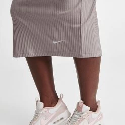 Women's Nike Sportswear Ribbed Jersey High-Waisted Skirt Diffused Taupe/White - DV7956 272 -Nike Women Shop DV7956 272 M5