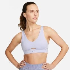 Women's Nike Dri-FIT Indy Plunge Cutout Bra Oxygen Purple/Indigo Haze - DV9837 536