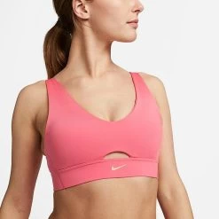 Women's Nike Dri-FIT Indy Plunge Cutout Bra Sea Coral/Celestial Gold - DV9837 894 -Nike Women Shop DV9837 894 M4
