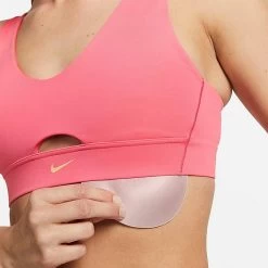 Women's Nike Dri-FIT Indy Plunge Cutout Bra Sea Coral/Celestial Gold - DV9837 894 -Nike Women Shop DV9837 894 M5