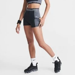 Women's Nike Pro Gym Shorts Black/Iron Grey/White/White - DX0059 010