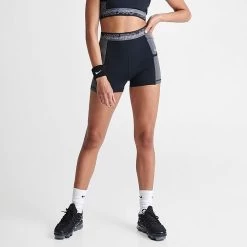 Women's Nike Pro Gym Shorts Black/Iron Grey/White/White - DX0059 010 -Nike Women Shop DX0059 010 M3