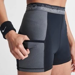 Women's Nike Pro Gym Shorts Black/Iron Grey/White/White - DX0059 010 -Nike Women Shop DX0059 010 M6