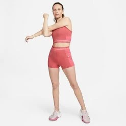 Women's Nike Pro Dri-FIT Femme Shorts Adobe/Sea Coral/Coconut Milk/Coconut Milk - DX0059 655 -Nike Women Shop DX0059 655 M3