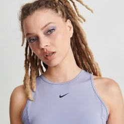 Women's Nike Pro Dri-FIT Crop Tank Indigo Haze/Oxygen Purple/Gridiron - DX0061 519 -Nike Women Shop DX0061 519 M5