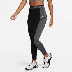 Women's Nike Pro Dri-FIT Training Tights Black/Iron Grey/White - DX0063 010
