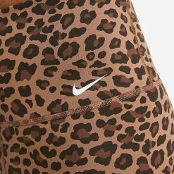 Women's Nike One Dri-FIT Leopard All-over Print 7 Inch Biker Shorts Archaeo Brown/White - DX0122 256 -Nike Women Shop DX0122 256 M5
