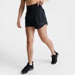 Women's Nike One Dri-FIT Ultra High-Waisted 3-Inch Brief-Lined Shorts Black/Reflective Silver - DX6642 010