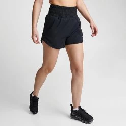 Women's Nike One Dri-FIT Ultra High-Waisted 3-Inch Brief-Lined Shorts Black/Reflective Silver - DX6642 010 -Nike Women Shop DX6642 010 M3