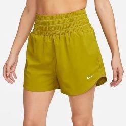 Women's Nike One Dri-FIT Ultra High-Waisted 3-Inch Brief-Lined Shorts Moss/Reflective Silver - DX6642 390 -Nike Women Shop DX6642 390 M4