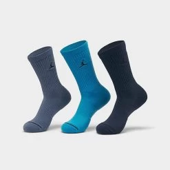 Nike Men's Jordan Everyday Crew Socks (3-Pack) Diffused Blue/Navy/Blue Lightning - DX9632 907