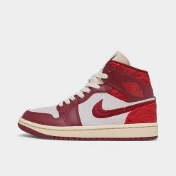 Nike Women's Air Jordan Retro 1 Mid SE Casual Shoes Team Red/University Red/Sail/Muslin - DZ2820 601